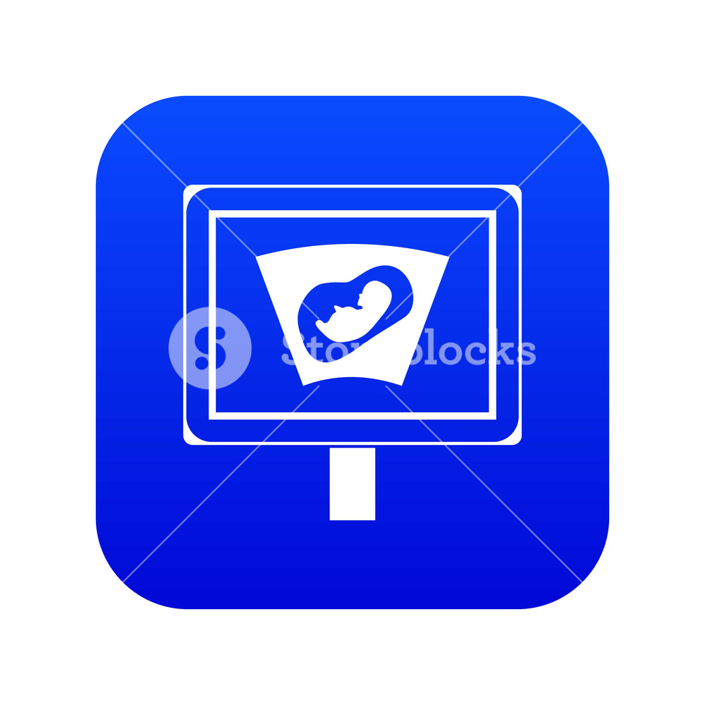 1000x1000 Ultrasound Of Baby In Mother Womb Icon Digital Blue For Any Design