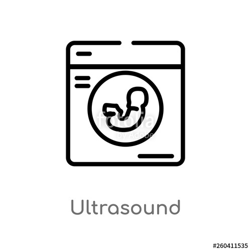 500x500 Outline Ultrasound Vector Icon Isolated Black Simple Line Element