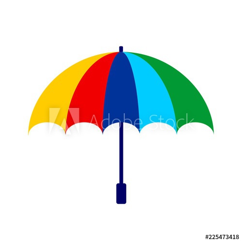 500x500 Umbrella Icon Vector Illustration Rain Protection Symbol Flat