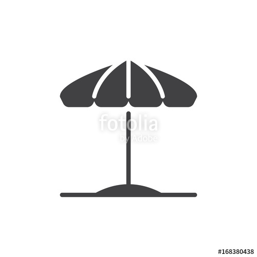 500x500 Beach Umbrella Icon Vector, Filled Flat Sign, Solid Pictogram