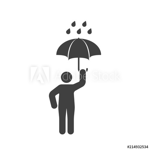 500x500 Icon Of A Man With An Open Umbrella In The Rain Vector