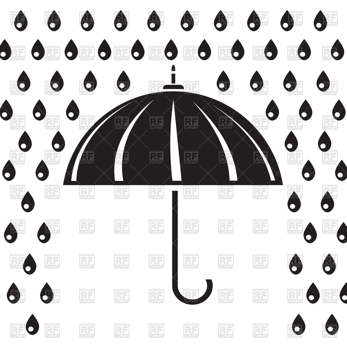 1200x1200 Silhouette Of Umbrella In The Rain Vector Image Of Objects
