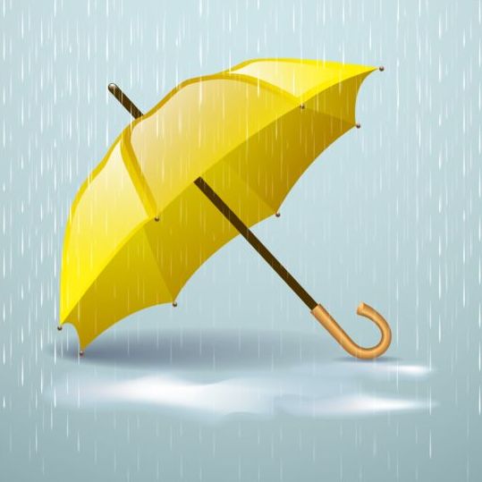 539x539 Yellow Umbrella And Rain Vector Free Download