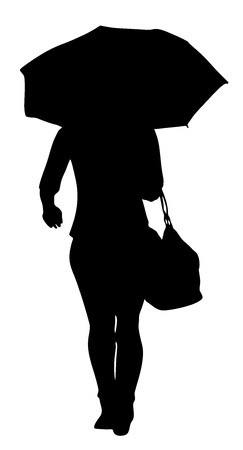 243x450 Girl With Umbrella On The Rain Vector Silhouette Illustration