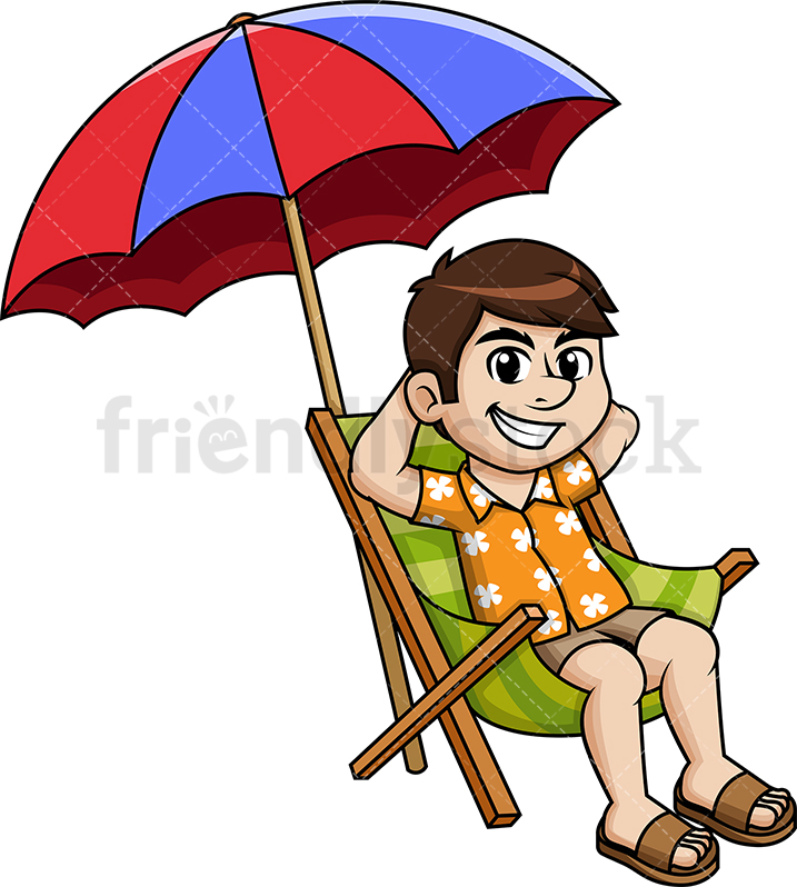 717x798 Man Under Beach Umbrella Cartoon Vector Clipart