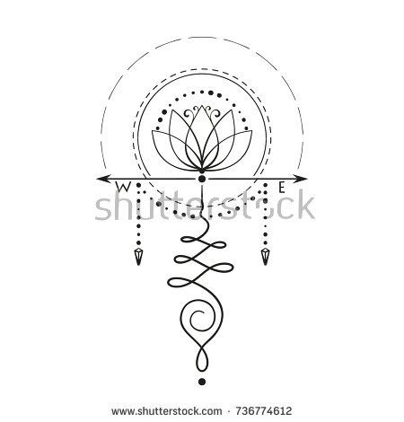 Lotus Tattoo With Compass Arrows Hand Drawn Isolated Vector 450x470 Lotus Tattoo With Compass Arrows Hand Drawn Isolated Vector