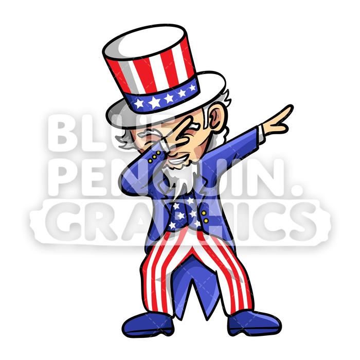 700x700 Uncle Sam Dabbing Vector Cartoon Clipart Illustration Blue