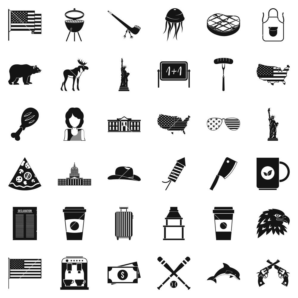 1000x1000 Uncle Sam Icons Set Simple Style Of Uncle Sam Vector Icons