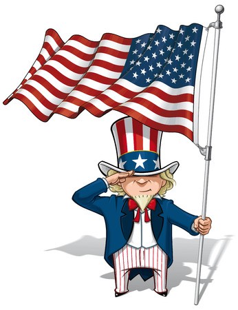 346x450 Vector Cartoon Illustration Of Uncle Sam Saluting And Holding
