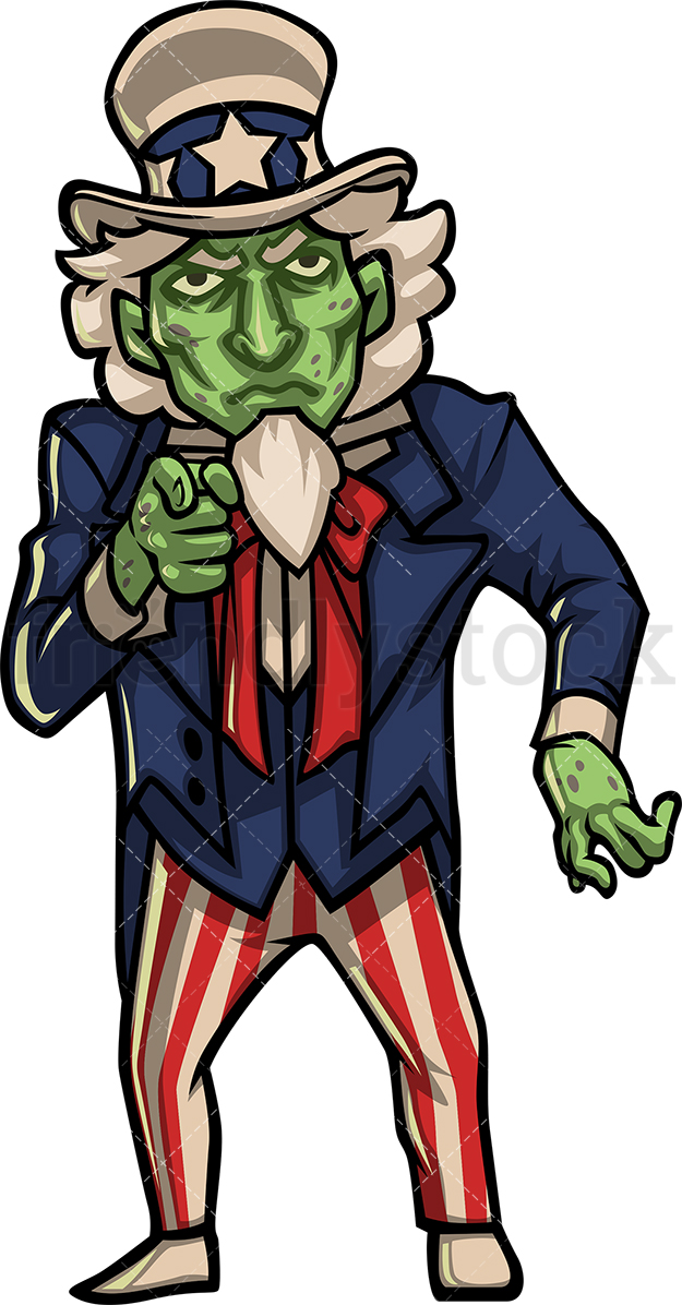 625x1196 Zombie Uncle Sam Cartoon Clipart Vector