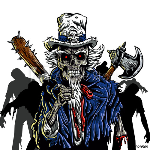 500x500 Zombie Uncle Sam Vector Illustration