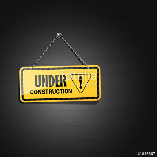 500x500 Under Construction Sign Hanging With Chain, Vector Stock Image