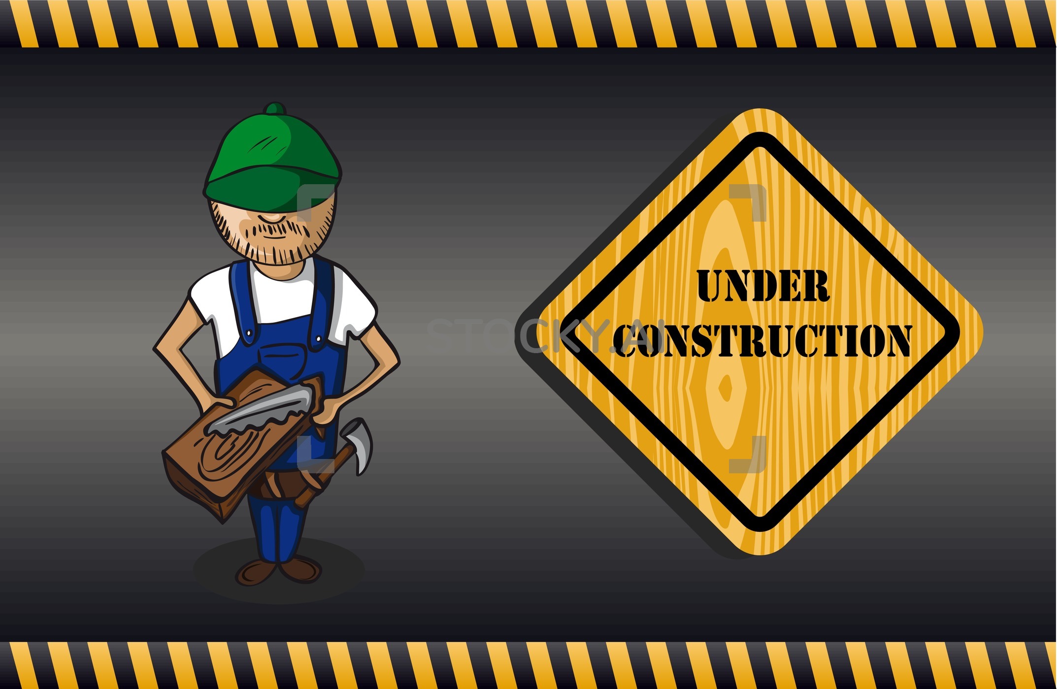 2146x1399 Image Of Wood Worker Cartoon, Under Construction Sign