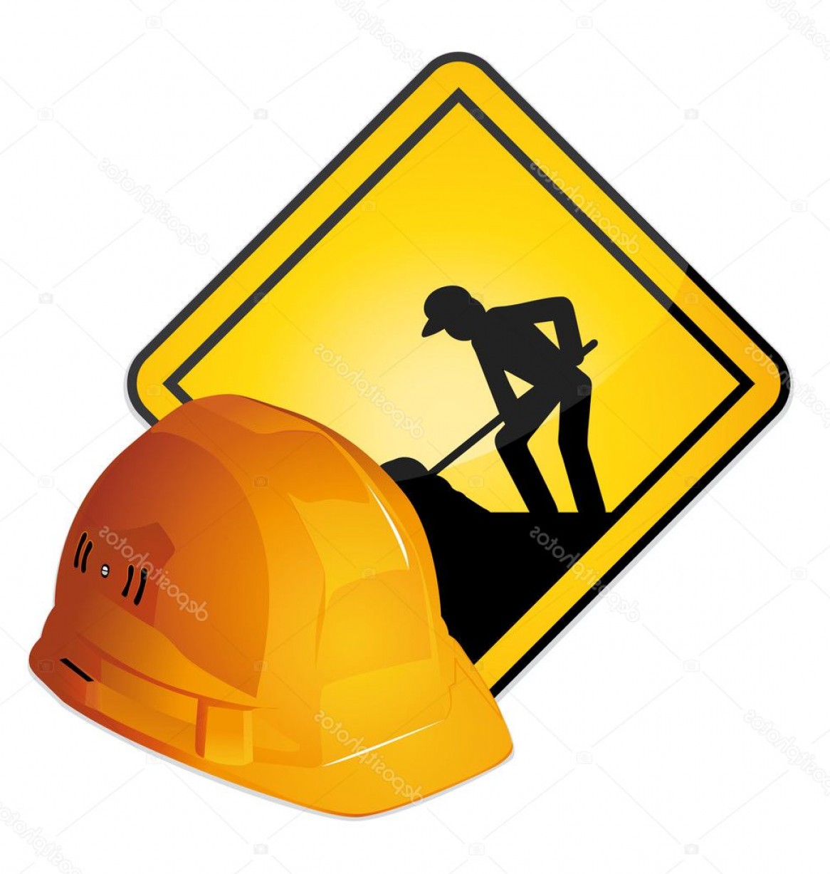 1166x1227 Stock Illustration Under Construction Sign And Hardhat Handandbeak