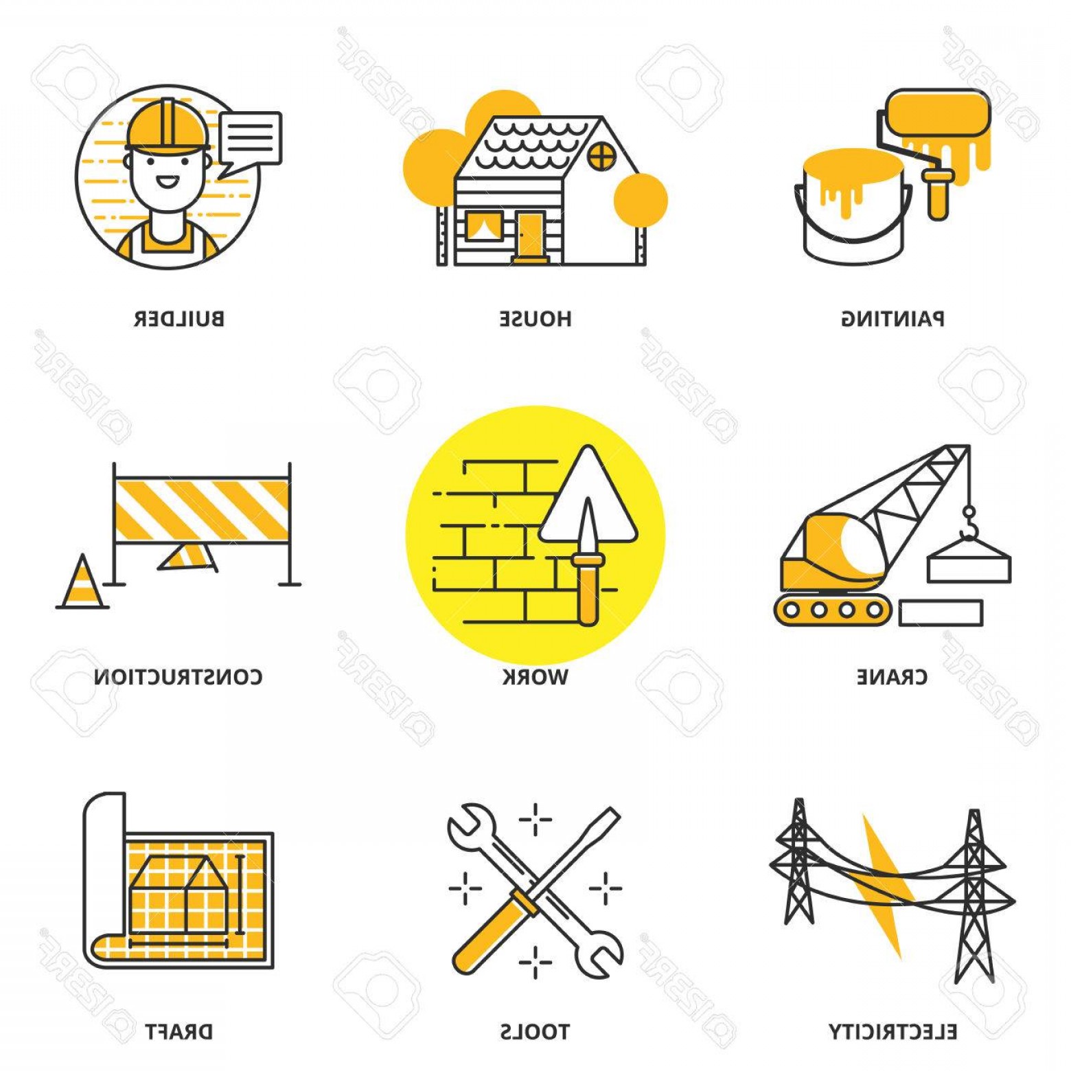 1560x1560 Photostock Vector Construction Vector Icons Set Painting House