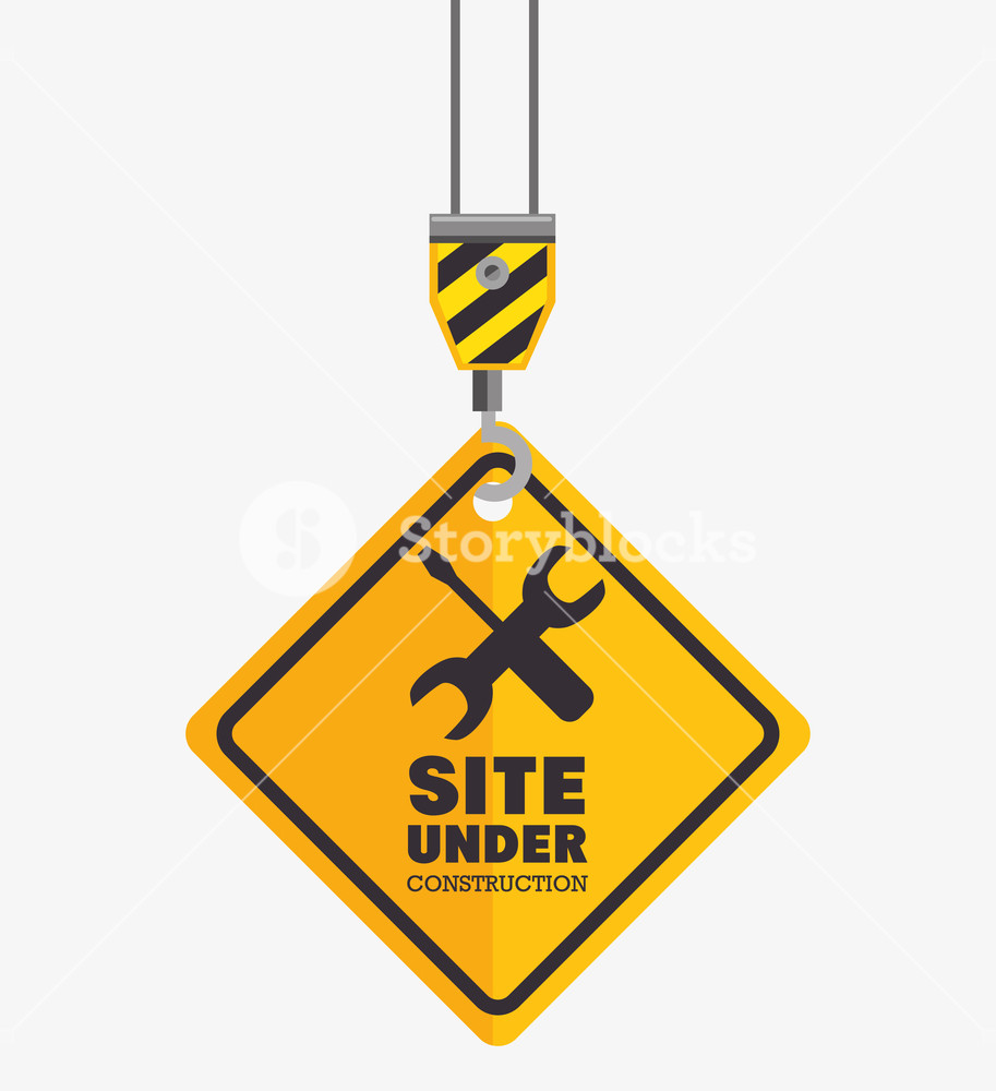 913x1000 Hook Hold Sign Site Under Construction Vector Illustration