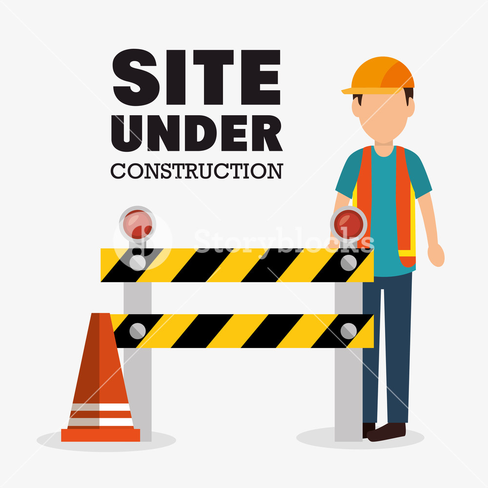1000x1000 Worker Cartoon Site Under Construction Vector Illustration