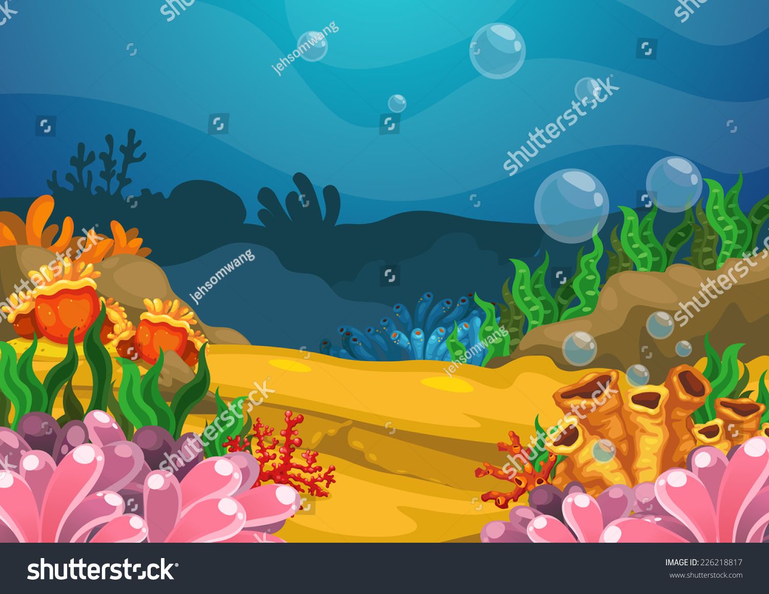 1500x1158 Illustration Of Under The Sea Background Vector Paintings