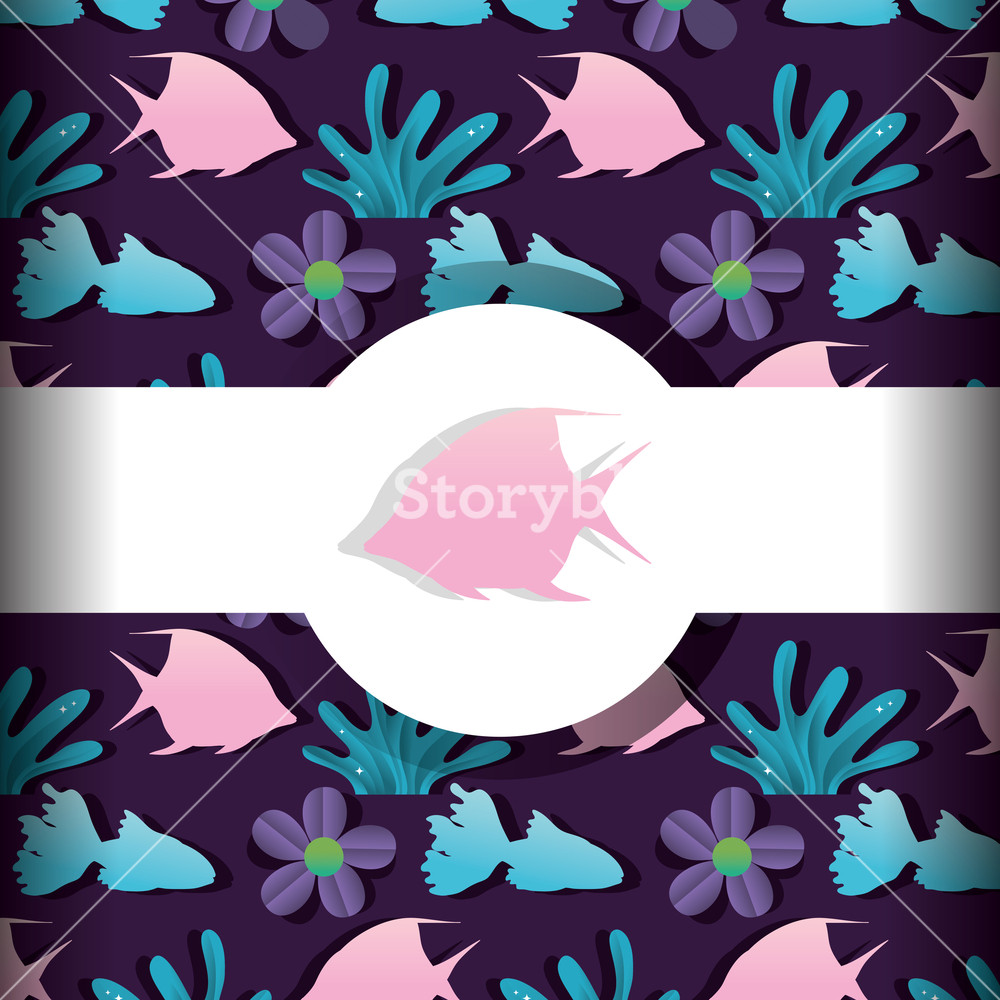 1000x1000 Paper Art Background With Under Sea Cartoons Vector Illustration