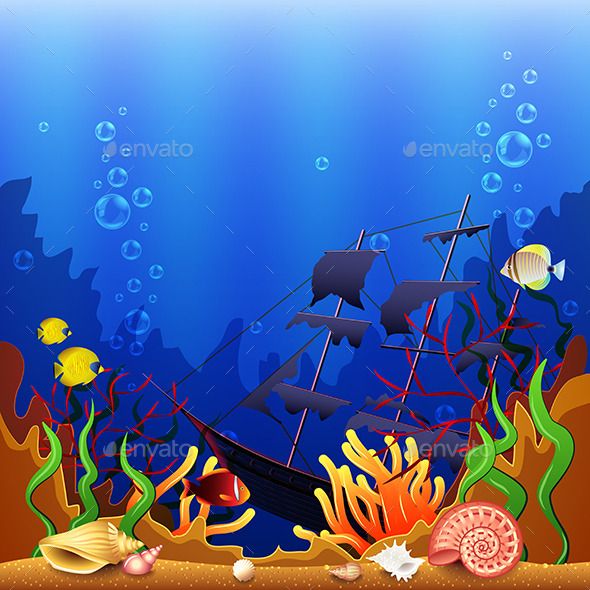 590x590 Sunken Ship Underwater Background Vector Fonts Logos Icons