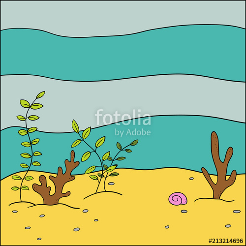 500x500 Under The Sea Cartoon Background For Kids Doodle Style Vector