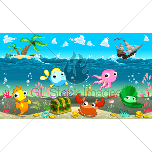 500x500 Funny Scene Under The Sea Gl Stock Images