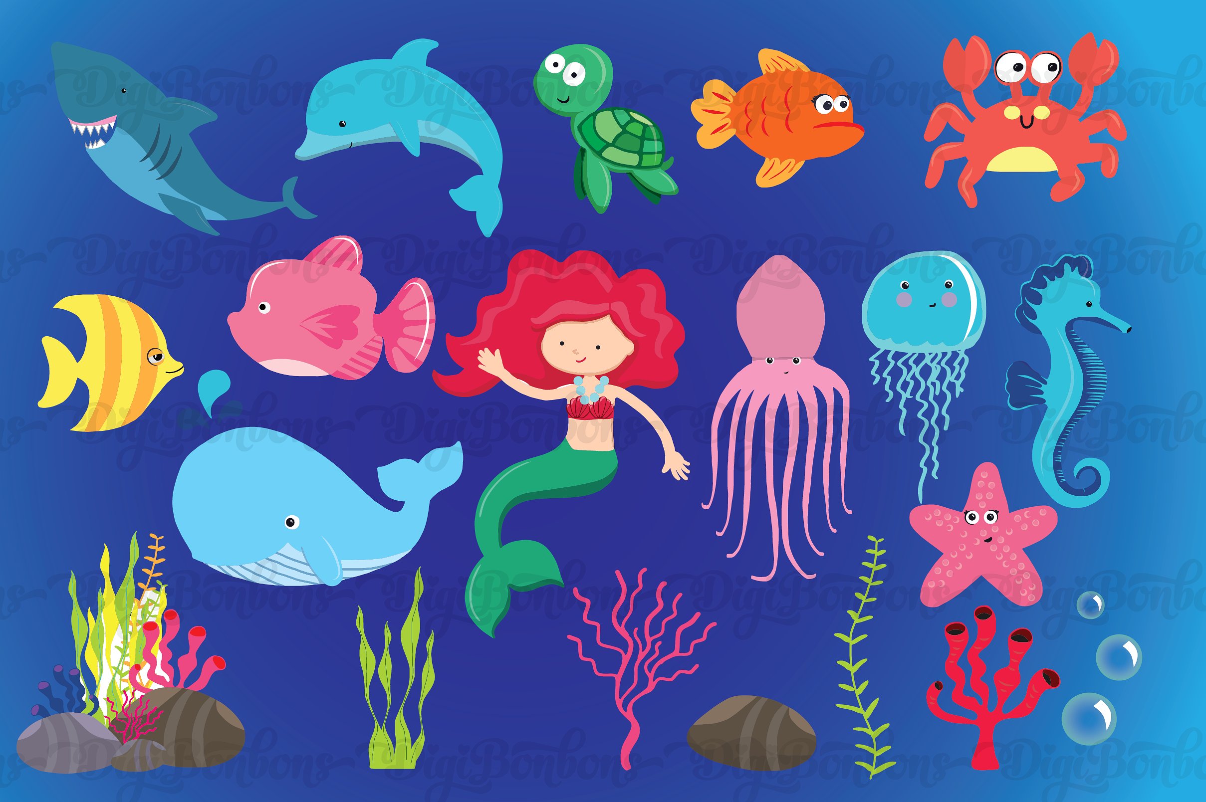 2417x1608 Things Under The Sea Clipart