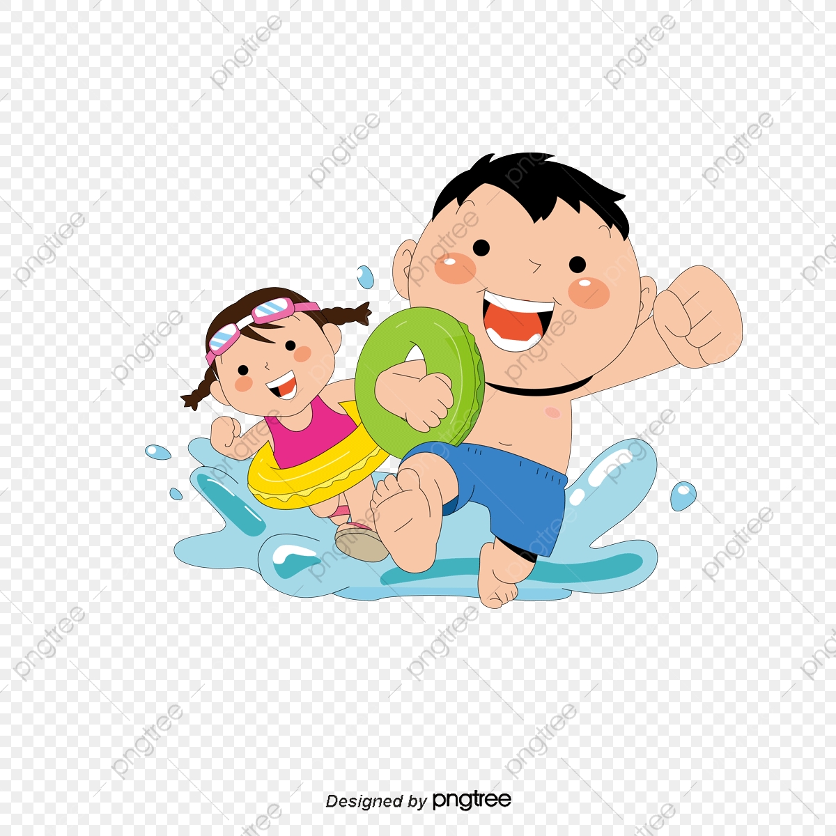1200x1200 Children Swimming Under The Sea, Children Vector, Swimming Vector