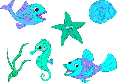 450x318 Under The Sea Vector Fish Set Royalty Free Vector Graphics