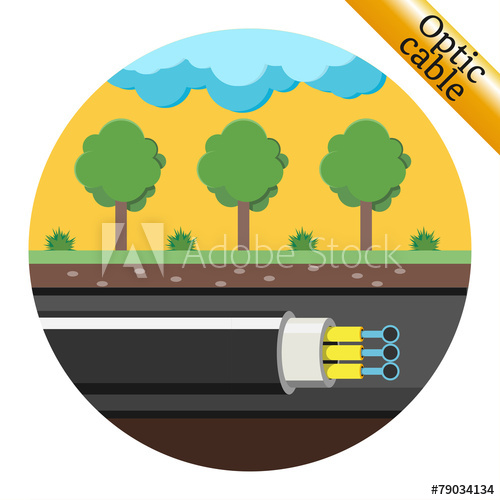 500x500 Optical Cable Laid Underground Vector Illustration