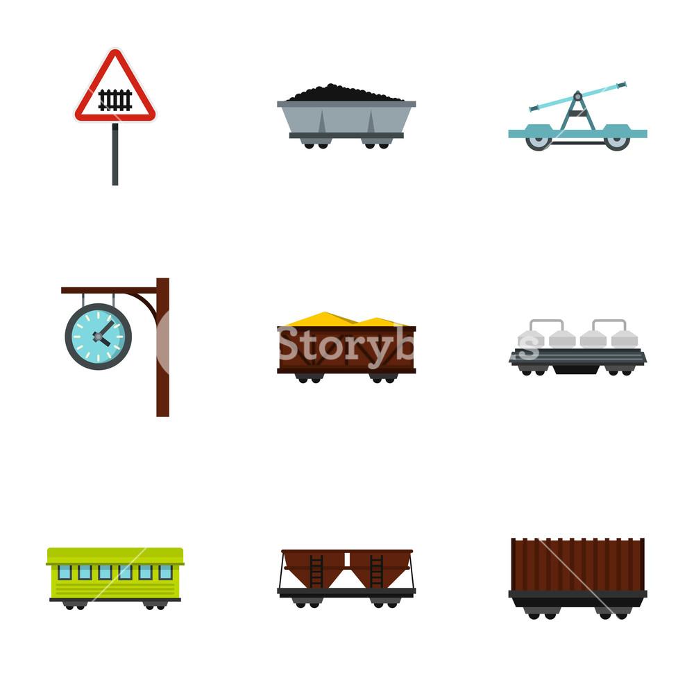 1000x1000 Train, Railwayunderground Icons Set Flat Illustration