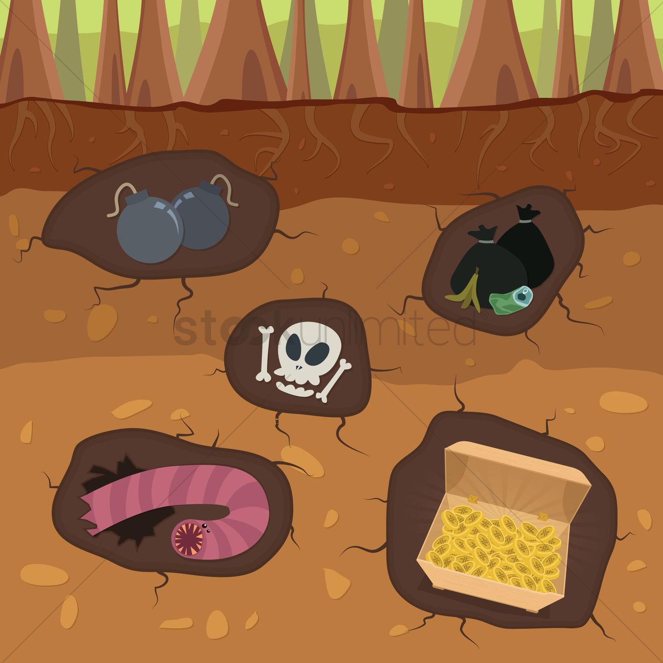 1300x1300 Various Things Underground Vector Image