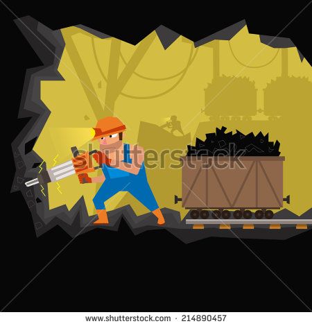 450x470 Miner Working In The Mine Coal Mining Heavy Men's Work