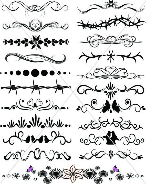 570x719 Flourish Divider Lines, Ornamental Borders, Graphics, Underlines