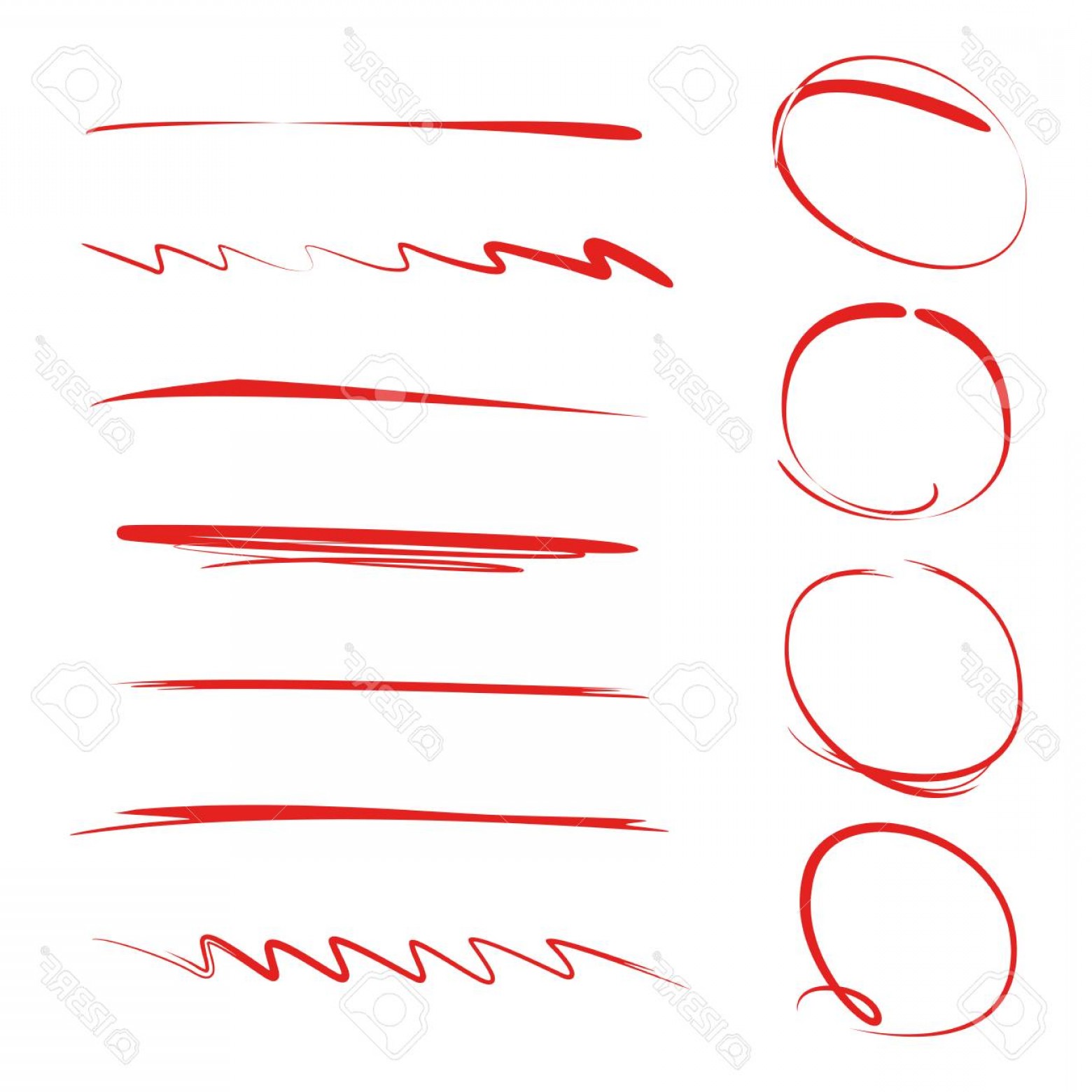 1560x1560 Photostock Vector Circle Highlighter Underline Brush Lines Markers