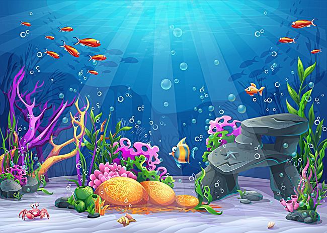 Vector Cartoon Ocean Underwater World Background Material, Cartoon 650x464 Vector Cartoon Ocean Underwater World Background Material, Cartoon