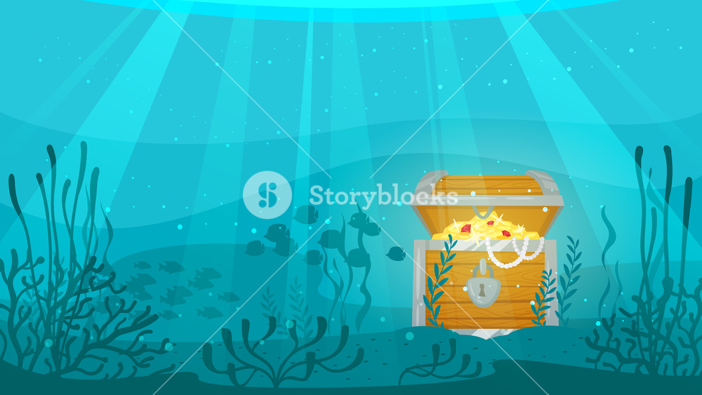 Vector Cartoon Style Underwater Background With Sea Flora 1000x563 Vector Cartoon Style Underwater Background With Sea Flora