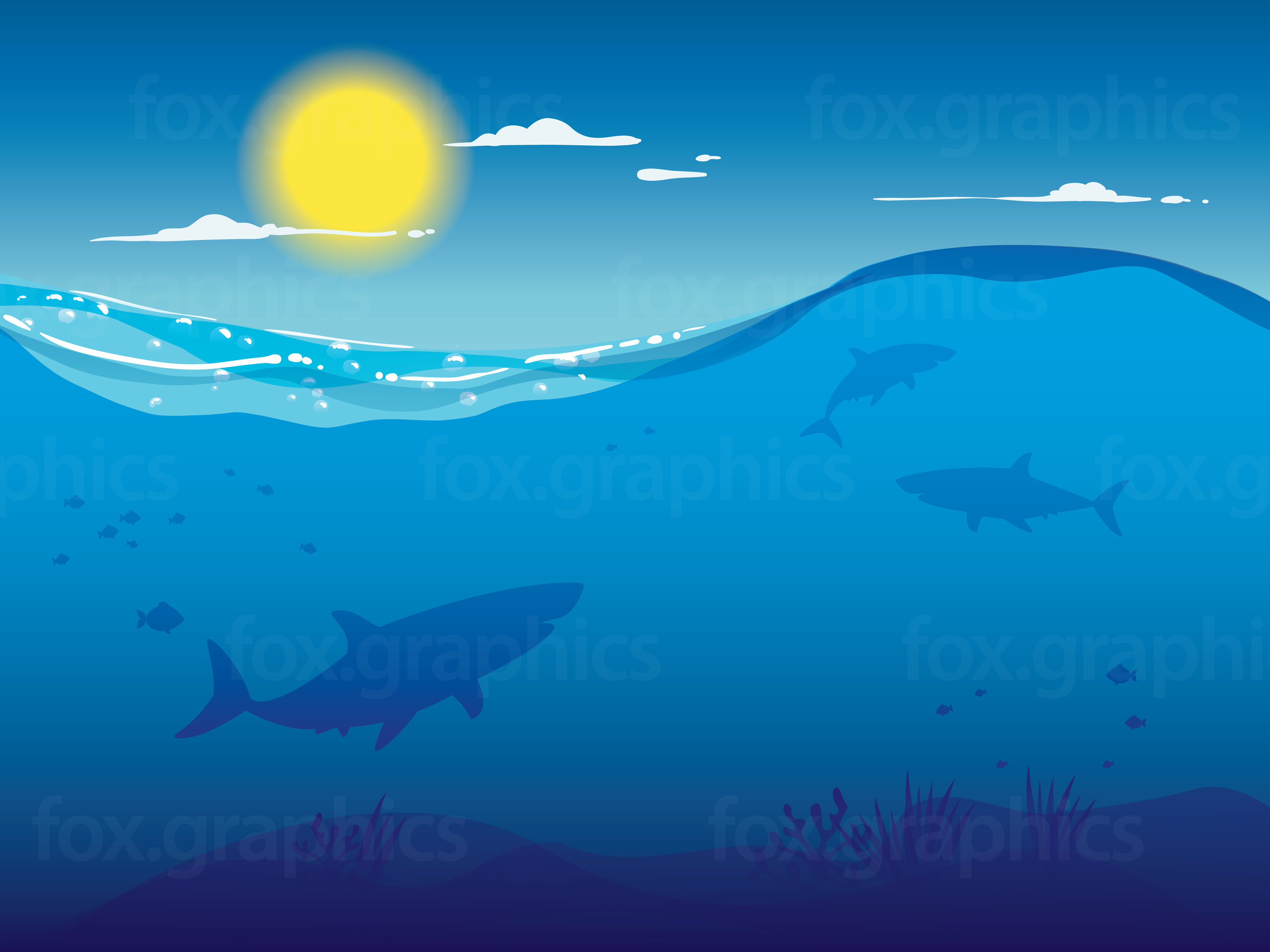 Vector Underwater Sharks 3840x2880 Vector Underwater Sharks