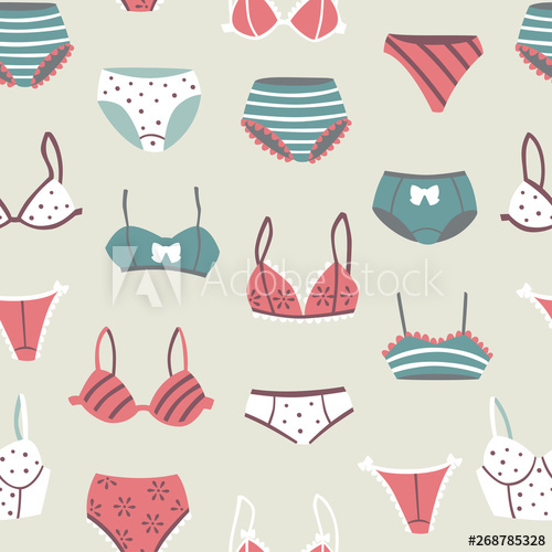 500x500 Seamless Background With Lady's Underwear Vector Doodle Elements