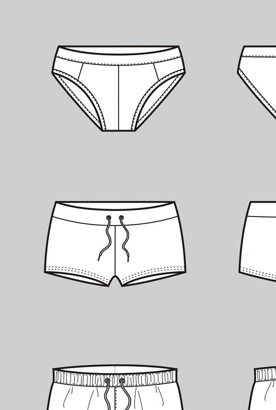 570x845 Underwear Vector Fashion Flat Sketch Adobe Illustrator Etsy