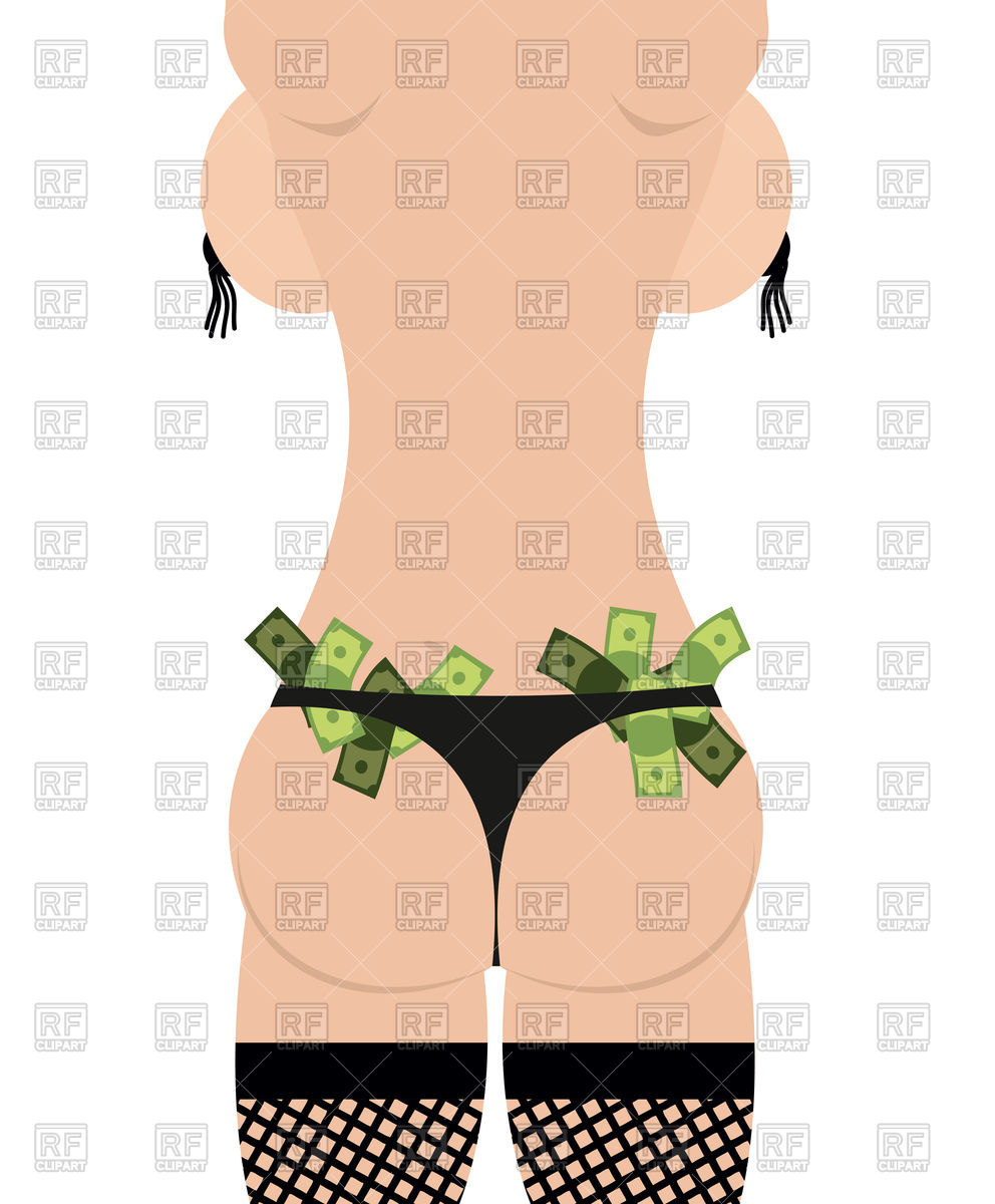 992x1200 Woman Stripper Stands Back Cash In Underwear Vector Image
