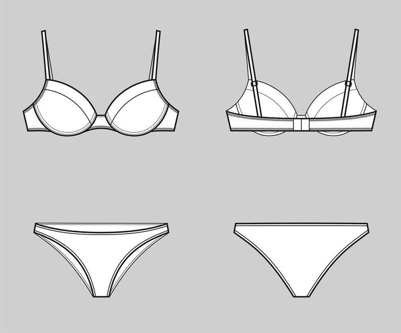 794x660 Bra And Underwear Vector Fashion Flat Sketchadobe Illustrator Etsy