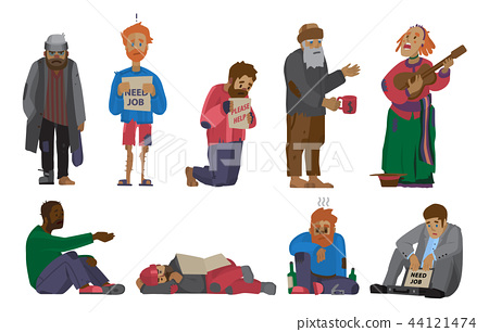 450x306 Homeless People Characters Cadger Set