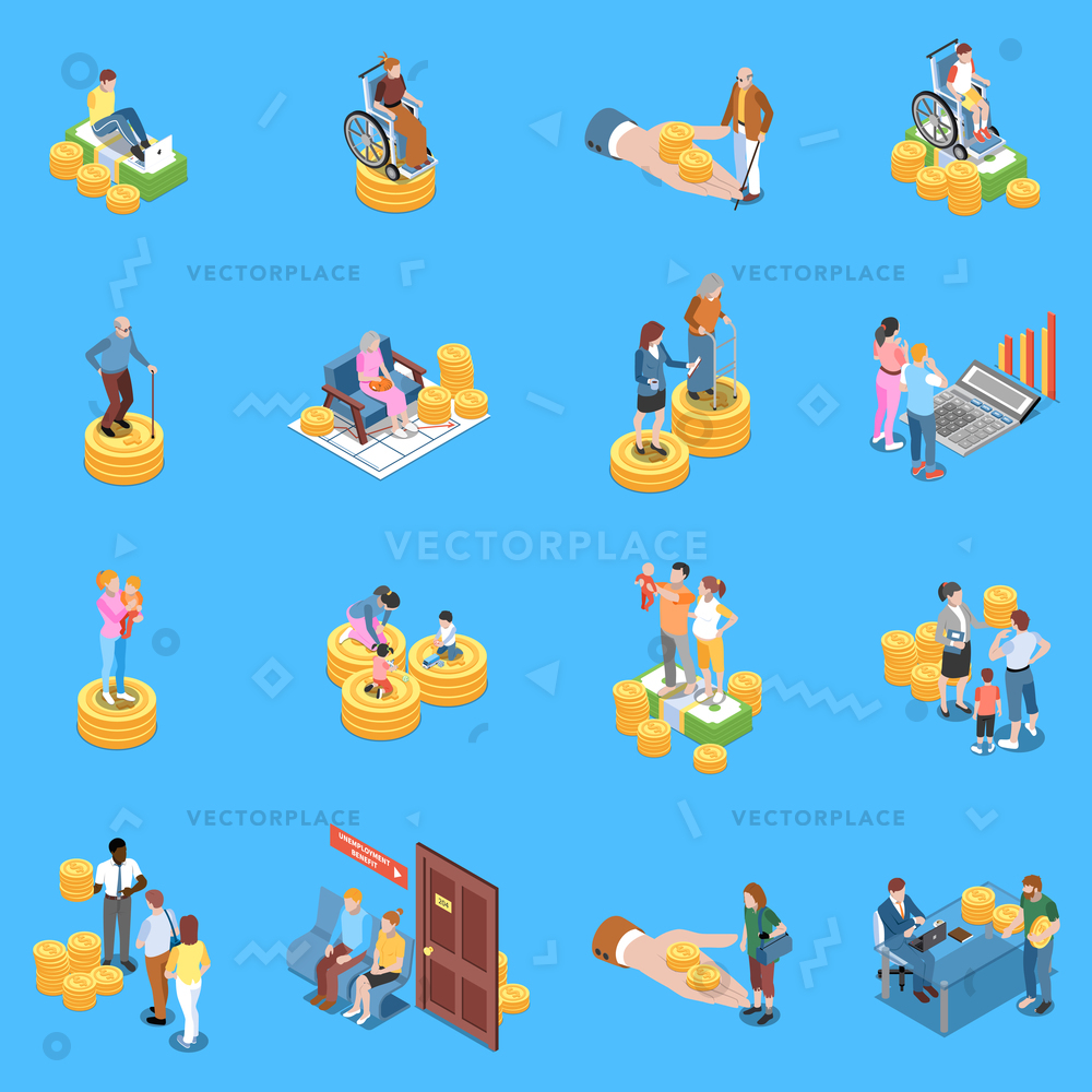 1000x1000 Social Security Unemployment Benefits Unconditional Income Vector