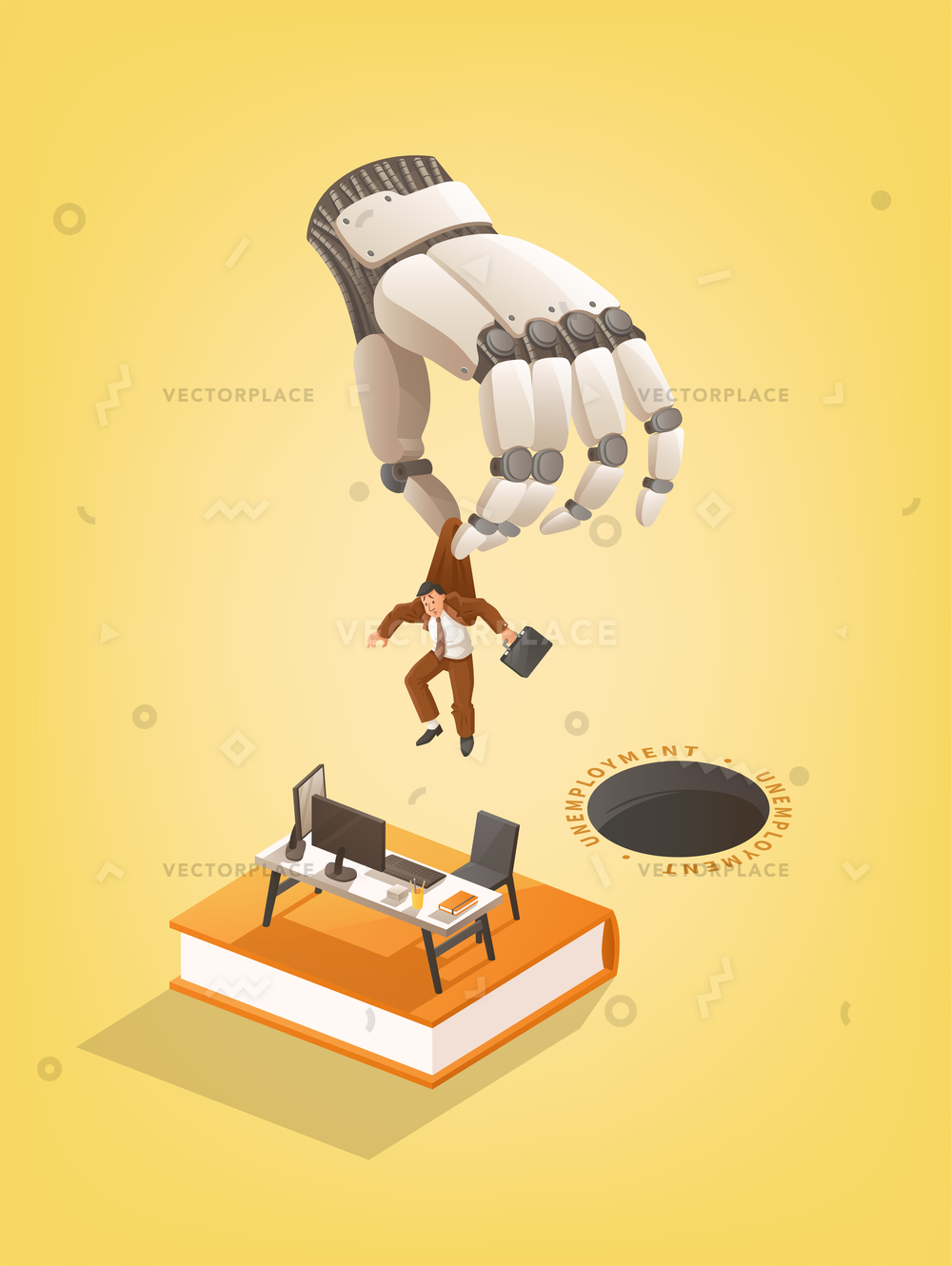 1000x1330 Unemployment Concept Unhuman Hand Throwing Out Vector Illustration
