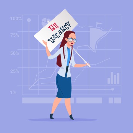 450x450 Business Woman Hold No Vacancy Poster Unemployment Concept Flat