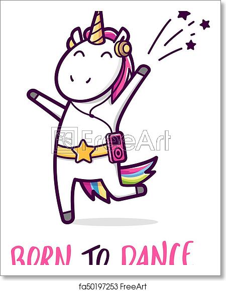 450x580 Free Art Print Of Cute Dancing Unicorn Vector Cartoon