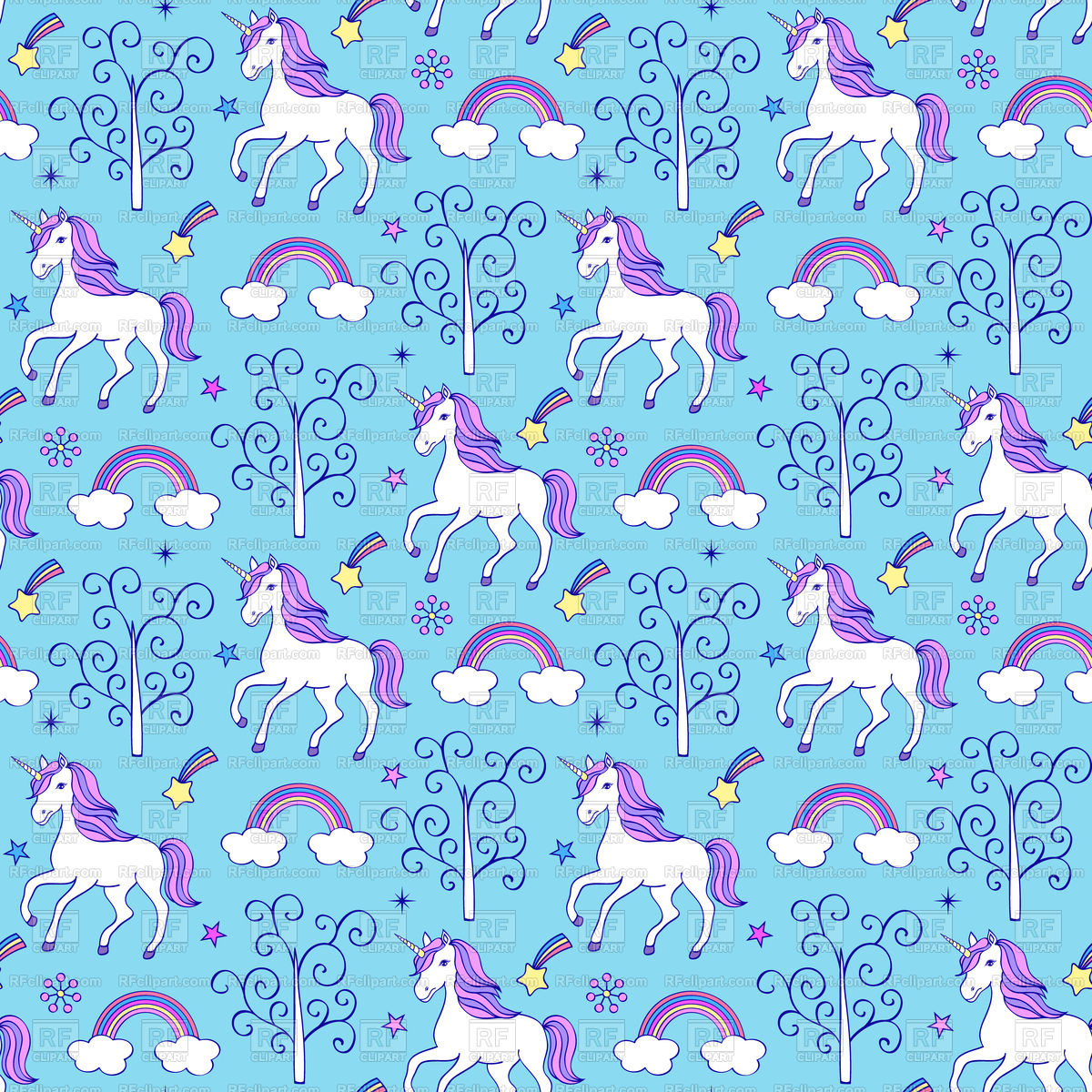 1200x1200 Seamless Pattern With Unicorns On Blue Background Vector Image