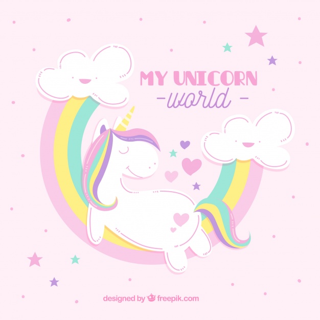 626x626 Unicorn Background With Rainbows In Colored Pastel Vector Free