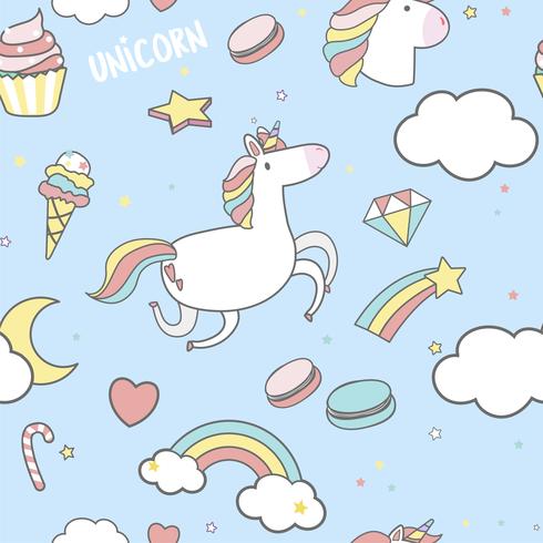 490x490 Unicorn Seamless Pattern Background Vector